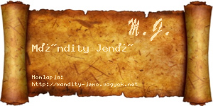 Mándity Jenő névjegykártya